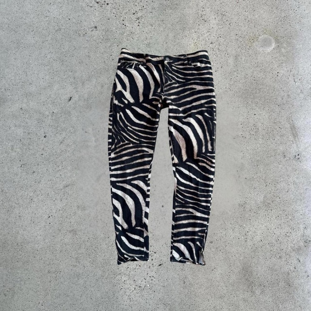 Denim & Supply Ralph Lauren Black and Cream Zebra-Print Skinny Jeans